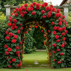 Роза плетистая Алый Триумф купить по цене от 319р. в интернет-магазине «Посадика» с доставкой почтой в в Весьегонске и по всей России – [изображение №1].